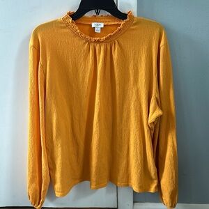 J. Crew Ruffleneck Long Sleeve Top Gold/Yellow